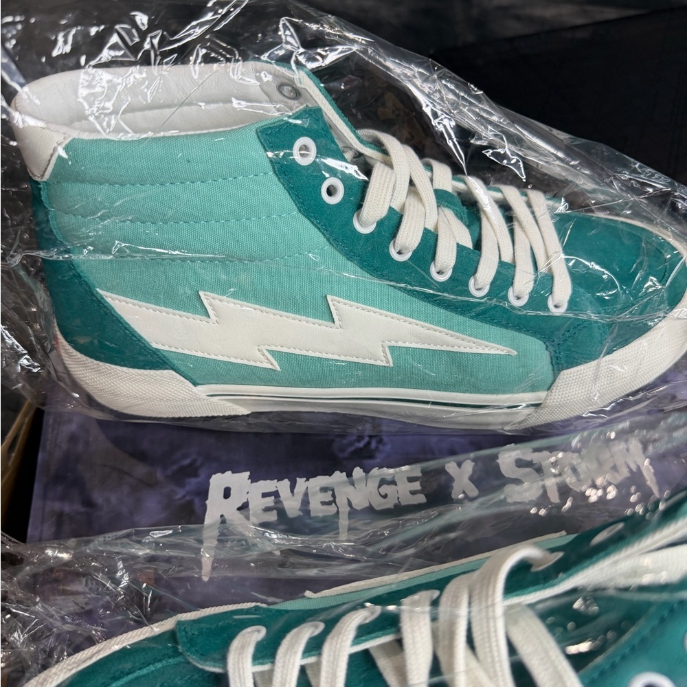 Revenge X Storm High-Top Sneakers - Teal and White